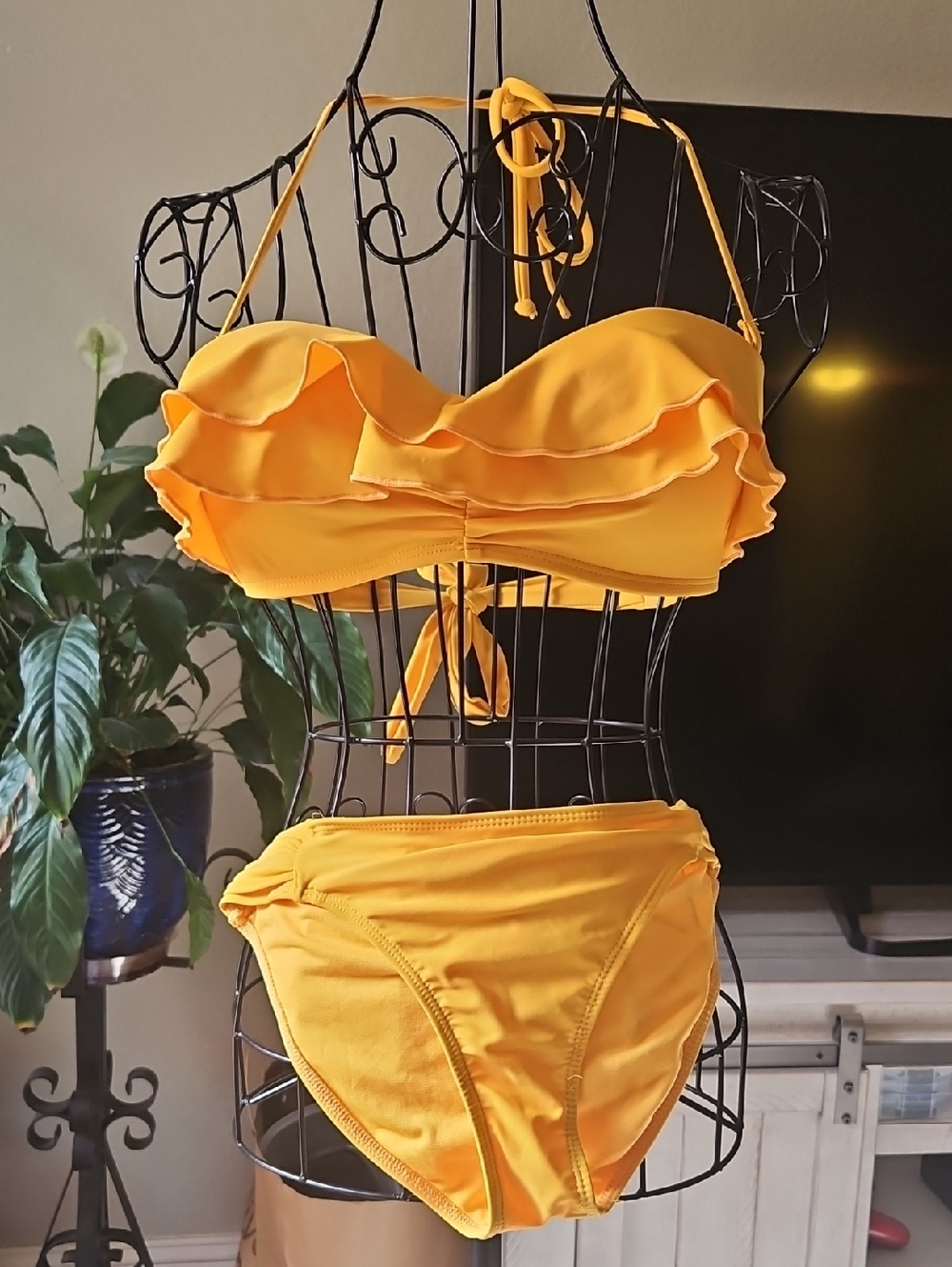 California Waves Bright Yellow Ruffled  Bikini Set